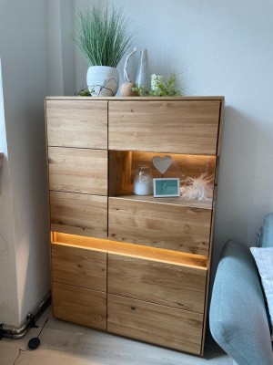 Highboard-LEDBeleuchtung-Dekopflanze-Massivholz